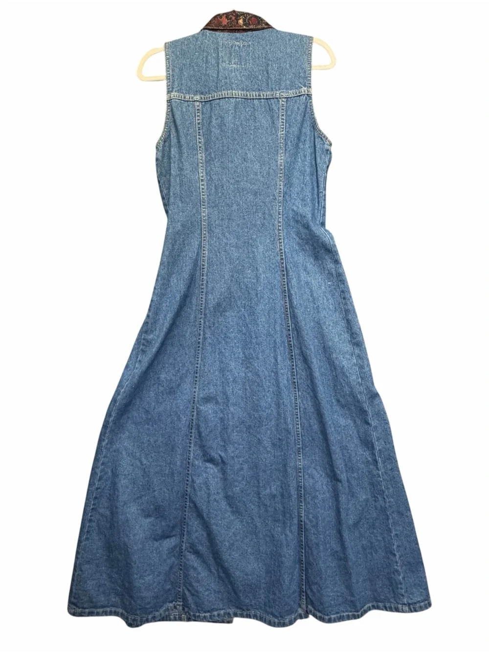 Sz 9 Paris Blues VTG Y2K Maxi Dress Teacher Denim Maxi Long Dress Made In USA